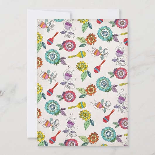 ボホカラフルフローラメキシカンフィエスタ誕生日 招待状 (裏面)