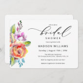 ボホカラフルフローラ水彩ブライダルシャワー 招待状 (正面/裏面)