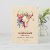 ボホカラフルフローラ牛スカル誕生日パーティー 招待状 (スタンド正面)