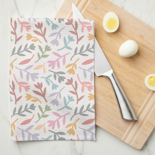 ボホカラフルフローラ キッチンタオル (四つ折り)