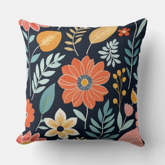 ボホカラフルフローラ クッション (正面)