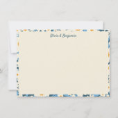 ボホカラフルブルーとホワイトフローラパーソナライズされた ノートカード (正面)