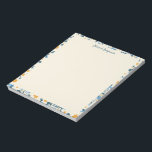 ボホカラフルブルーとホワイトフローラパーソナライズされた ノートパッド<br><div class="desc">ボホカラフルブルーとホワイトフローライラストレーションパーソナライズされたメモ帳</div>