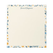 ボホカラフルブルーとホワイトフローラパーソナライズされた ノートパッド (正面)