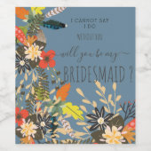 ボホカラフルブルーフローラ ワインラベル (シングルラベル)