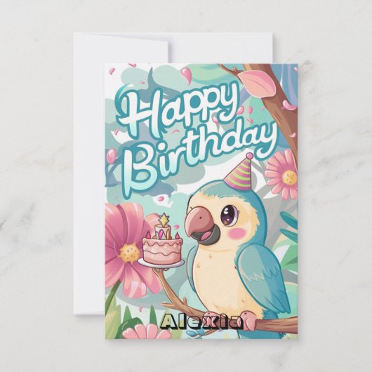 ボホカラフルペロットデジタル誕生日 カード (正面)