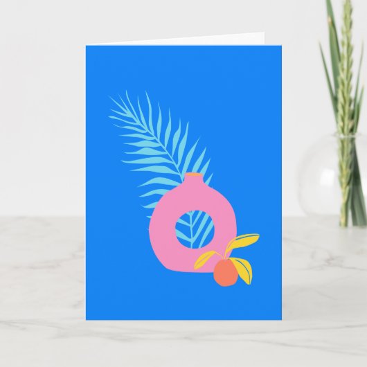 ボホカラフルボタニカルフルーツアートinブルー ノートカード (正面)