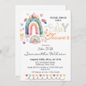 ボホカラフルレインボウズ赤ちゃんシャワー 招待状 (正面/裏面)