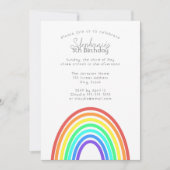 ボホカラフルレインボーストライプと誕生日パーティー 招待状 (正面)