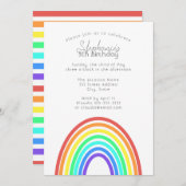 ボホカラフルレインボーストライプと誕生日パーティー 招待状 (正面/裏面)