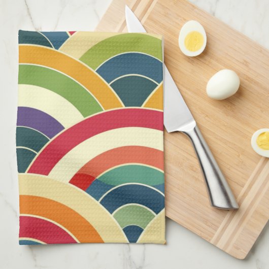 ボホカラフルレインボー キッチンタオル (四つ折り)