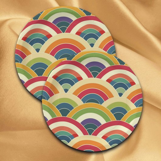 ボホカラフルレインボー ペーパープレート