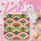 ボホカラフルレインボー ペーパープレート (パーティー)