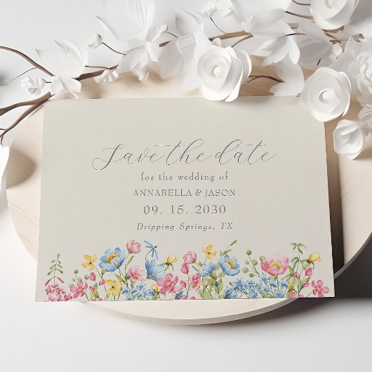 ボホカラフルワイルドフラワーの日付を結婚保存 セーブザデート