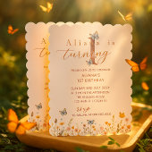 ボホカラフルワイルドフラワーバタフライ1st誕生日 招待状