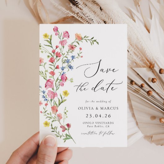 ボホカラフルワイルドフラワーフェアヤタールエレガントな結婚式 セーブザデート