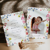 ボホカラフルワイルドフラワーフェアヤタールエレガントな結婚式 招待状