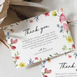 ボホカラフルワイルドフラワー童話ベイビーシャワー サンキューカード