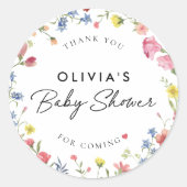 ボホカラフルワイルドフラワー童話ベイビーシャワー ラウンドシール (正面)