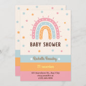 ボホカラフルー虹の誕生日の招待状 招待状 (正面/裏面)