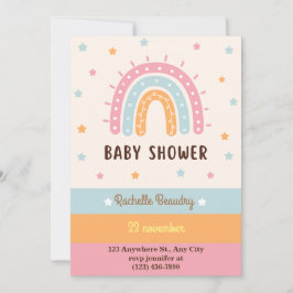 ボホカラフルー虹の誕生日の招待状 招待状