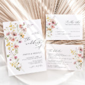 ボホカラフル春お洒落ワイルドフラワー結婚ズ セーブザデート