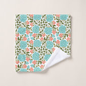 ボホカラフル春サマーフローラレトロターコイズ バスタオルセット (ウォッシュタオル)