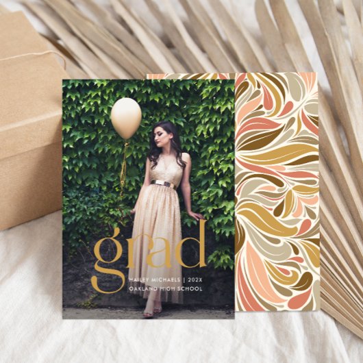 ボホカラフル模様写真卒業招待状 招待状