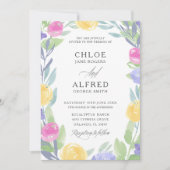 ボホカラフル水彩バラ&リーフ結婚ズ 招待状 (正面)