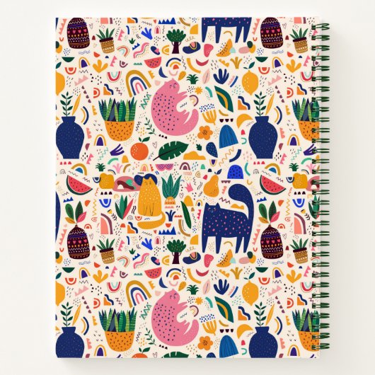 ボホカラフル砂漠猫のパターン名 ノートブック (裏面)