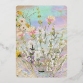 ボホカラフル素朴ワイルドフラワー結婚ズ 箔招待状 (裏面)