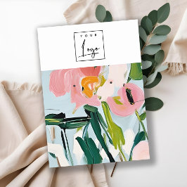 ボホカラフル絵を描フローラネックレスイヤリングロゴ 名刺