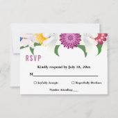 ボホカラフル花モダン春結婚フローラ 出欠カード (正面)