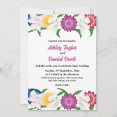 ボホカラフル花モダン春結婚フローラ 招待状 (正面)