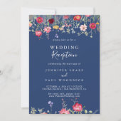 ボホカラー数々のワイルドフラワーウェディングレセプション 招待状 (正面)