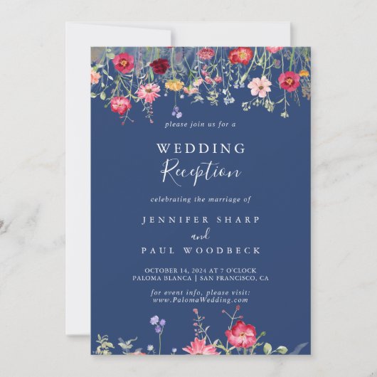 ボホカラー数々のワイルドフラワーウェディングレセプション 招待状 (正面)