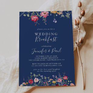 ボホカラー数々のワイルドフラワー結婚ズブレックファースト 招待状