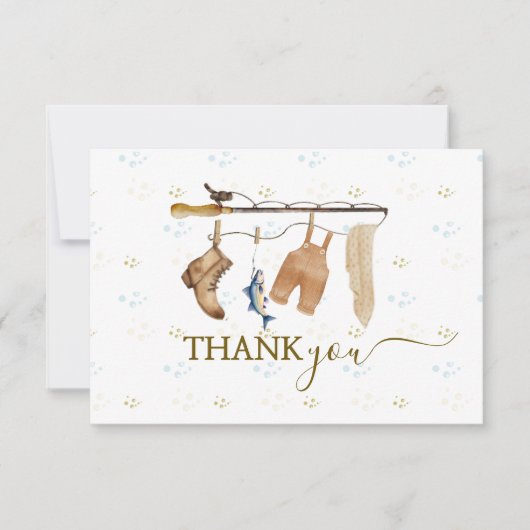 ボホカワイフィッシャーマンズダービーベイビーシャワー魚釣り サンキューカード (正面)