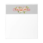 ボホカントリーフローラデイジー水彩グレー ノートパッド (正面)