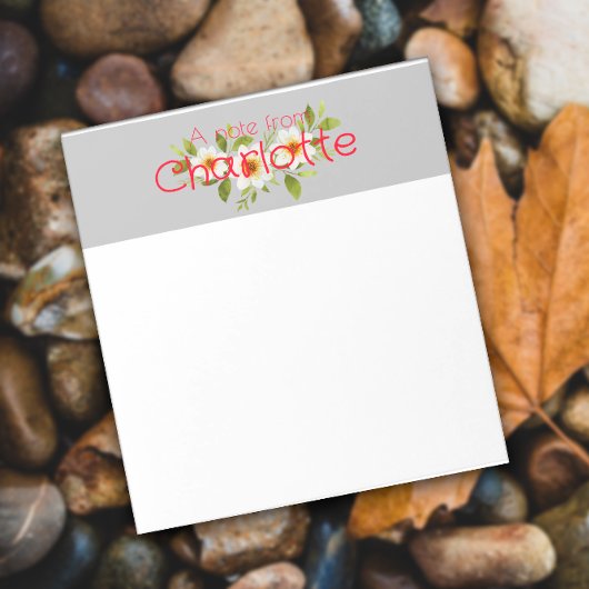 ボホカントリーフローラデイジー水彩グレー ノートパッド