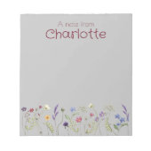 ボホカントリーフローラデイジー水色グレーメモ帳 ノートパッド (正面)