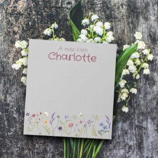 ボホカントリーフローラデイジー水色グレーメモ帳 ノートパッド