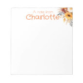 ボホカントリーヴィンテージオレンジ色の野草水色 ノートパッド (正面)