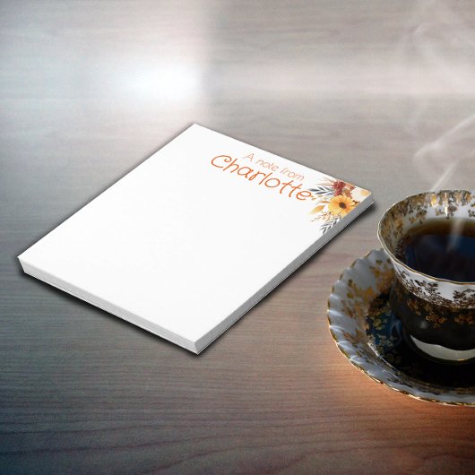 ボホカントリーヴィンテージオレンジ色の野草水色 ノートパッド