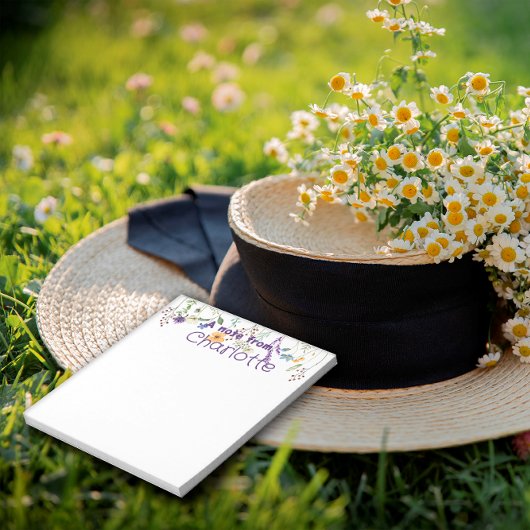 ボホカントリー山花水彩紫色メモ帳 ノートパッド