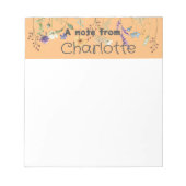 ボホカントリー山花水色イエローメモ帳 ノートパッド (正面)