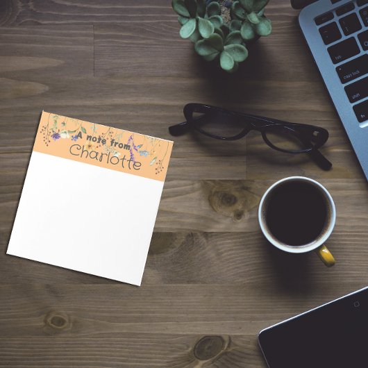 ボホカントリー山花水色イエローメモ帳 ノートパッド