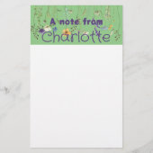 ボホカントリー山花水色グリーン 便箋 (正面)