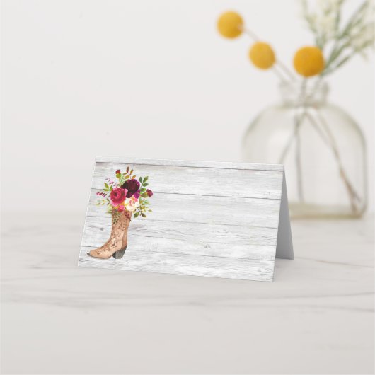 ボホカントリー素朴ウエスタンマルサラブルガンディブーツ プレイスカード (正面)