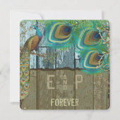 ボホカントリー素朴ピーコックヴィンテージオールドバーンウッド 招待状 (裏面)